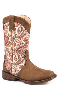 Roper Paisley Kids Girls Pink Faux Leather Glitter Geo Cowboy Boots 1 09-018-1901-1528 BR Roper Paisley Kids Girls Pink Faux Leather Glitter Geo Cowboy Boots 1 09-018-1901-1528 BR