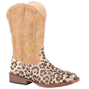 Roper  Kids Girls Glitter Leopard Square Toe    Boots   Mid Calf 09-018-1901-2800 TA Roper  Kids Girls Glitter Leopard Square Toe    Boots   Mid Calf 09-018-1901-2800 TA