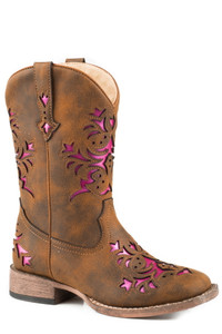 Roper Girls Kids Vintage Brown Faux Leather Lola Cowboy Boots 1 09-018-1903-2133 BR Roper Girls Kids Vintage Brown Faux Leather Lola Cowboy Boots 1 09-018-1903-2133 BR