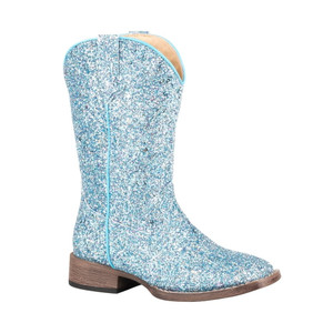 Roper Kids Girls Glitter Galore Square Toe Boots Mid Calf 09-018-1903-2813 BU Roper Kids Girls Glitter Galore Square Toe Boots Mid Calf 09-018-1903-2813 BU