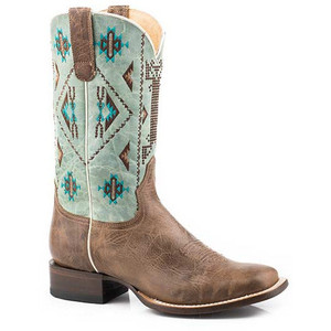 Women's Roper Out West Leather Boots Handcrafted Brown 09-021-7016-8381 BR Women's Roper Out West Leather Boots Handcrafted Brown 09-021-7016-8381 BR