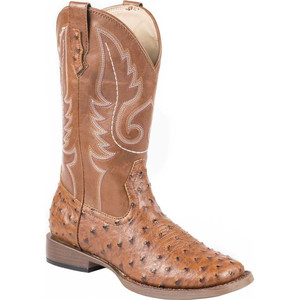 Roper  Kids Boys Bumps Faux Ostrich Square Toe    Boots   Mid-Calf 09-119-1900-0807 TA Roper  Kids Boys Bumps Faux Ostrich Square Toe    Boots   Mid-Calf 09-119-1900-0807 TA