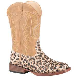 Roper  Kids Girls Glitter Leopard Square Toe    Boots   Mid Calf 09-119-1901-2800 TA Roper  Kids Girls Glitter Leopard Square Toe    Boots   Mid Calf 09-119-1901-2800 TA