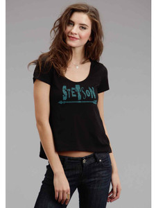 Stetson 0562 Ladies Short Sleeve T Turq Stetson Arrow Screen Print 11-039-0562-0752 BL Stetson 0562 Ladies Short Sleeve T Turq Stetson Arrow Screen Print 11-039-0562-0752 BL