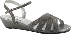 Women's Dyeables Emma Wedge Sandal Pewter Glitter 7.5 M Women's Dyeables Emma Wedge Sandal Pewter Glitter 7.5 M