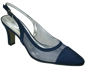 David Tate Women's Vegas Dress Pumps Navy Satin Mesh 6.5 W