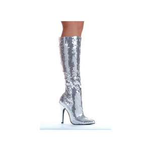 Elllie Silver Sequins High Heel Knee Boot 511-TinEL_S Silver Size- 8