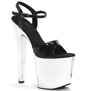 Ellie Shoes E-821-Chrome 8 Heel Chrome Sandal 7 / Black/Silver Size-7