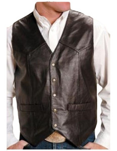 Roper Western Vest Mens Leather Vest Snap Brown 02-075-0520-0701 BR Size-4XL Roper Western Vest Mens Leather Vest Snap Brown 02-075-0520-0701 BR Size-4XL