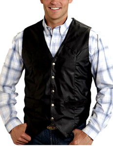 Roper Western Vest Mens Faux Leather Snaps Black 02-075-0600-0708 BL Size-3XL Roper Western Vest Mens Faux Leather Snaps Black 02-075-0600-0708 BL Size-3XL