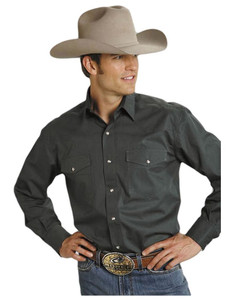 Roper Western Shirt Mens L/S Solid Poplin Green  Size- Small Roper Western Shirt Mens L/S Solid Poplin Green  Size- Small