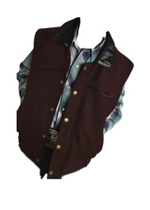 Roper Western Vest Boys Zip Faux Leather Brown  Size- Large Roper Western Vest Boys Zip Faux Leather Brown  Size- Large