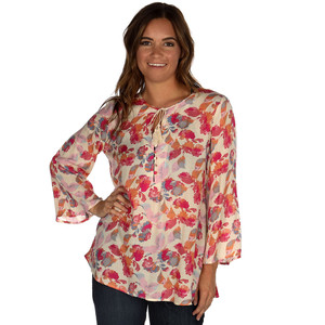 Stetson Apparel Womens Ladies Watercolor Floral Peasant Blouse Size-XL Stetson Apparel Womens Ladies Watercolor Floral Peasant Blouse Size-XL