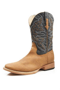Roper Western Boots Mens Square Stitch Tan Navy  Size-13