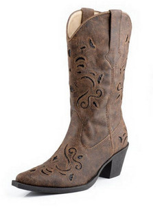 Roper Western Boots Womens Glitter Brown Black  Size-7