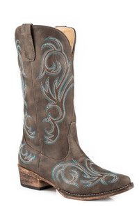 Roper Riley Womens Brown Faux Leather Cowboy Boots Size-11 Roper Riley Womens Brown Faux Leather Cowboy Boots Size-11