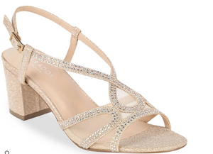 Paradox London - Champagne Glitter Heel Sandals, Champagne, Size - 8