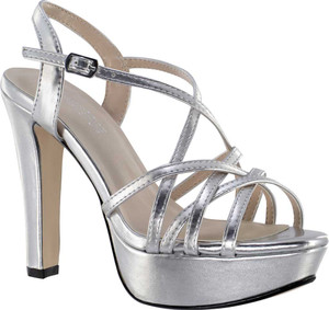 Women's Touch Ups Wren Strappy Sandal Silver Metallic Synthetic, Size- 6 M