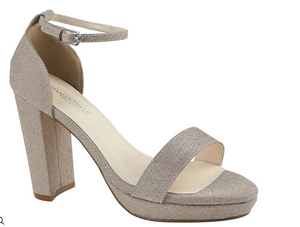 Touch Ups Mia High Block Heel Open Toe Platform Sandals- Champagne , Size - 10.5