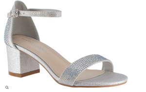 Touch Ups Covered Silver Glitter Low Block Heel Sandals, Silver, Size - 7