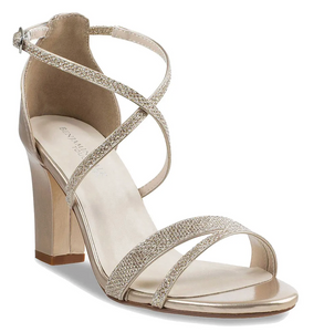 Touch Ups Mid Heel Open Toe Sandals Champagne Shimmer, Size 11