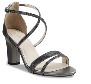 Touch Ups Mid Heel Open Toe Sandals Pewter Shimmer , Size 6