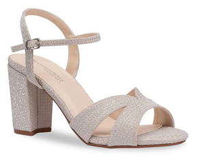 Touch Ups Riley Champagne Shimmer Mid Heel Sandal, Champagne , Size 6W