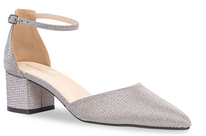 Touch UpsnTegan Low Block Heel Closed Toe Pumps, Silver Shimmer, Size 8.5