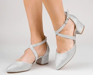 Paradox London, Francis Wide Fit Low Block Heel Sandals, Silver, 8