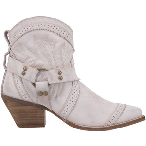 Dingo Womens Gummy Bear Snip Toe Casual Boots Ankle Mid Heel 2-3", Off White - Size 8.5 M