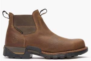 Georgia Boot Eagle One Steel Toe Waterproof Chelsea Work Boot, Brown, Size 10