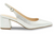 Paradox London: Imelda Mid Block Slingback Heels, Silver, Size- 10