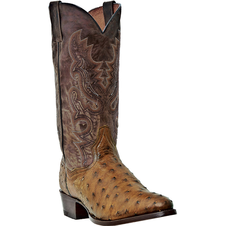 Dan Post Men's  Tempe Saddle Tan Full Quill Ostrich Foot DP2323 Boot