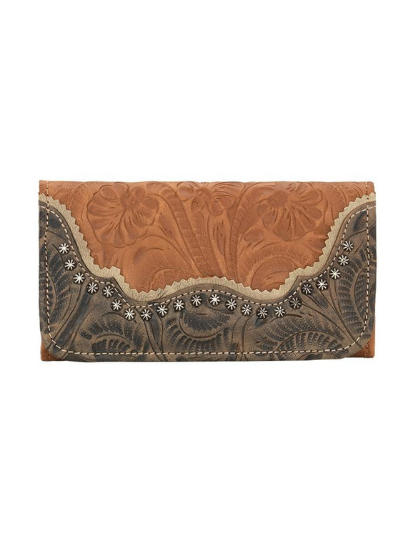 American West 2615282 Saddle Ridge Ladies Tri-fold Wallet