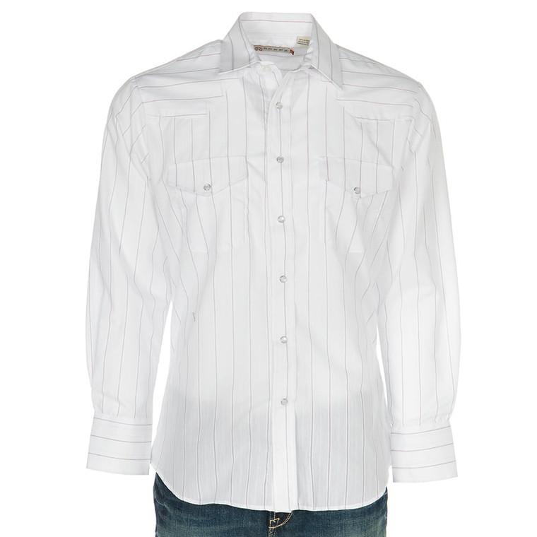 Roper Apparel Mens   w/Stripe Snap Shirt White 01-001-0144-0443 WH