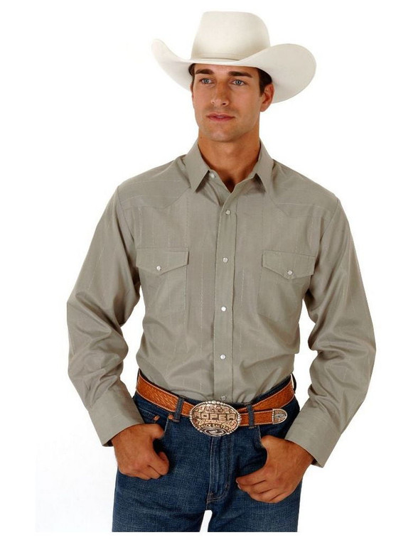 Roper Western Shirt Mens L/S Snap Stripe Loden 01-001-0145-0937 LO