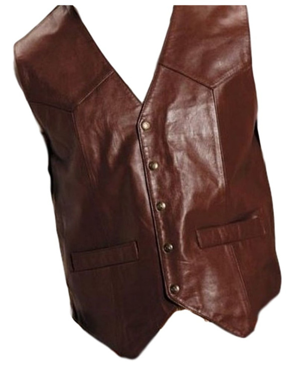 Roper Western Vest Mens Goat Leather Saddle Brown 02-075-0510-0802 BR