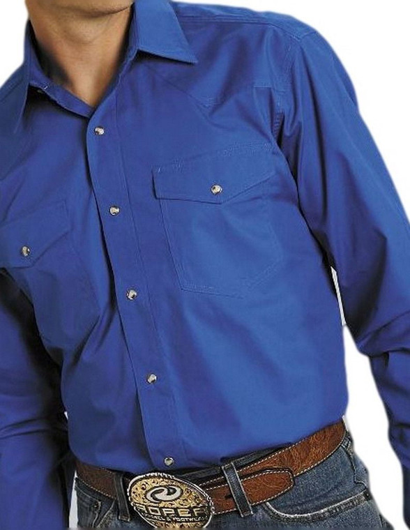 Western Shirt Mens L/S Snap Solid Royal 03-001-0265-1031 BU