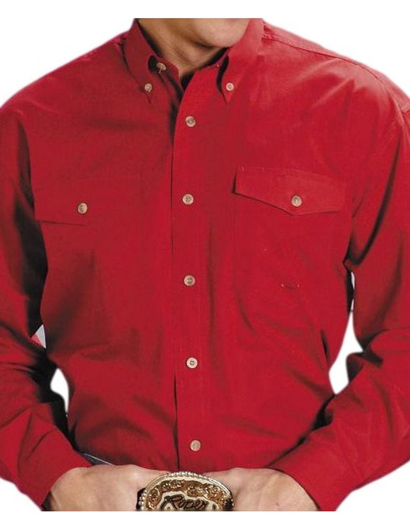 Roper Western Shirt Mens L/S Button Solid Red 03-001-0365-0022 RE