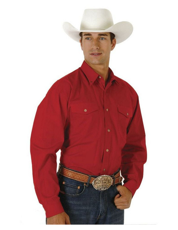 Roper Western Shirt Mens L/S Button Solid Tall Red 03-001-0665-0022 RE