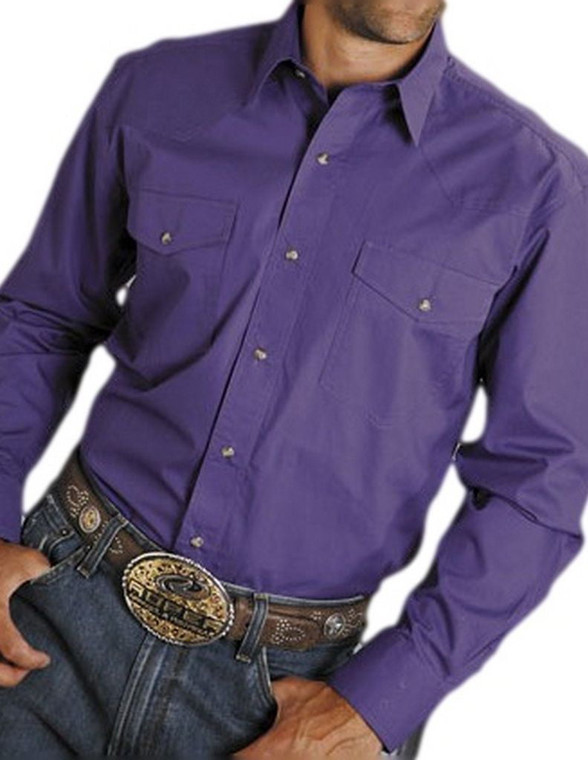 Roper Western Shirt Mens L/S Solid Snap Tall Grape 03-001-0765-1067 PU