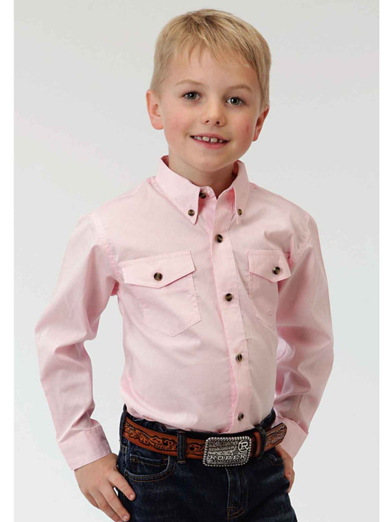 Roper 0365 Youth Long Sleeve Poplin Shirt Pink 03-030-0365-1066 PI