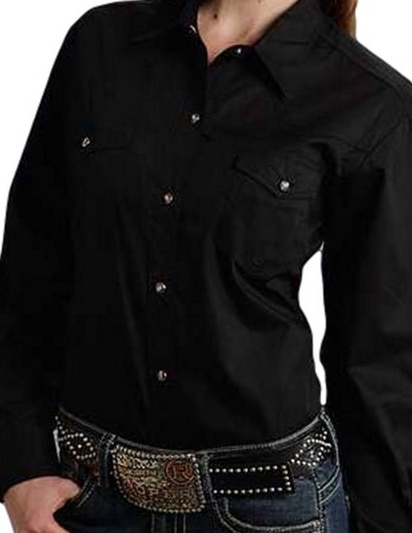 Western Shirt Womens L/S Solid Poplin Black 03-050-0265-1017 BL