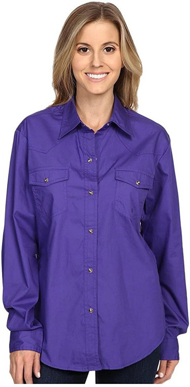 Roper Western Shirt Womens L/S Solid Poplin Purple 03-050-0265-1067 PU