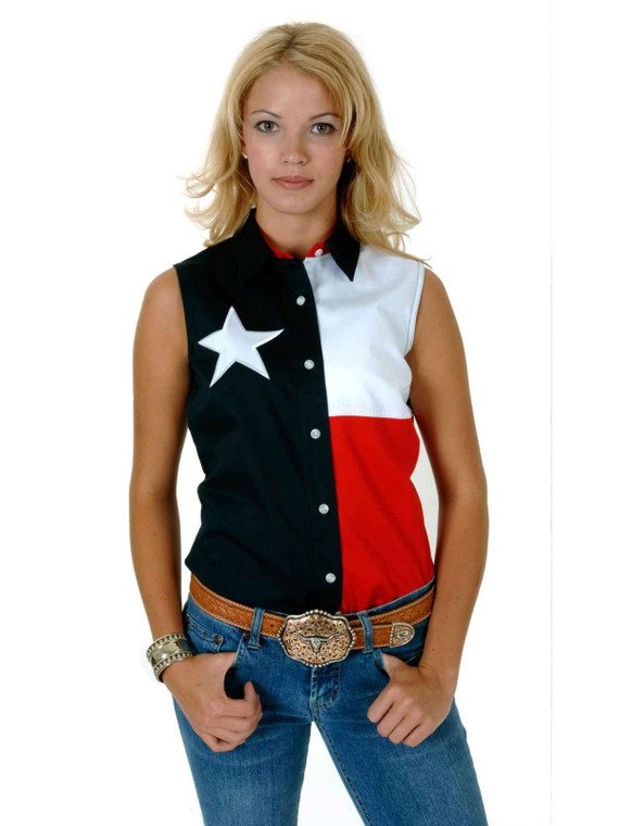 Roper 0185 Ladies Straight Back Yoke Texas Pieced Flag Navy 03-052-0185-0201 NA