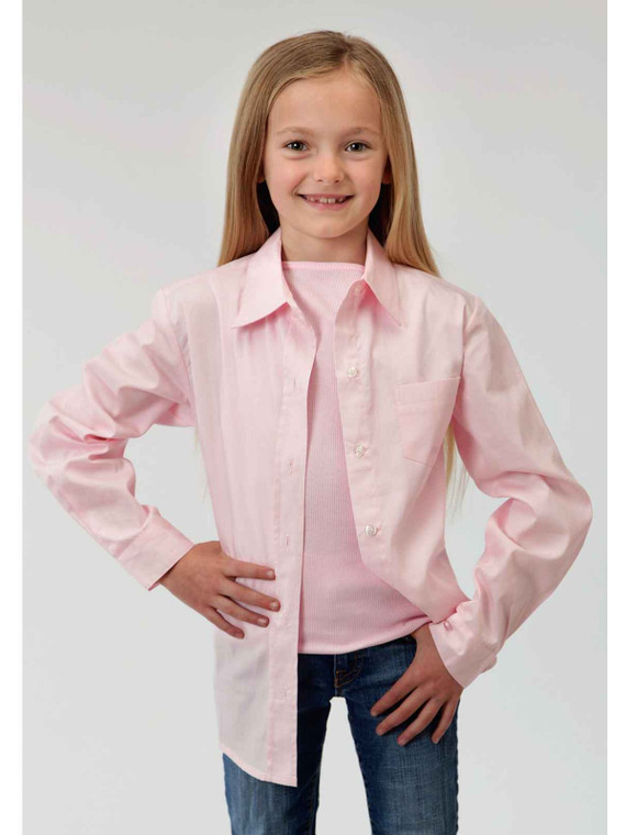 Roper 0366 Ladies Long Sleeve Poplin Shirt Pink 03-080-0366-1066 PI