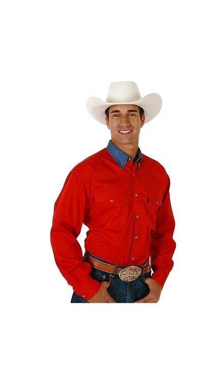 Roper Western Shirt Mens L/S Tall Solid Button Red 06-001-0812-0160 RE