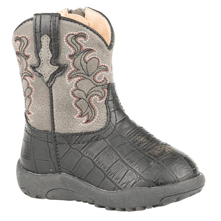 Roper Footwear Boys Infant  Cowbabies Gator Cowboy Boots 1 Infant Black 09-016-1900-2803 BL