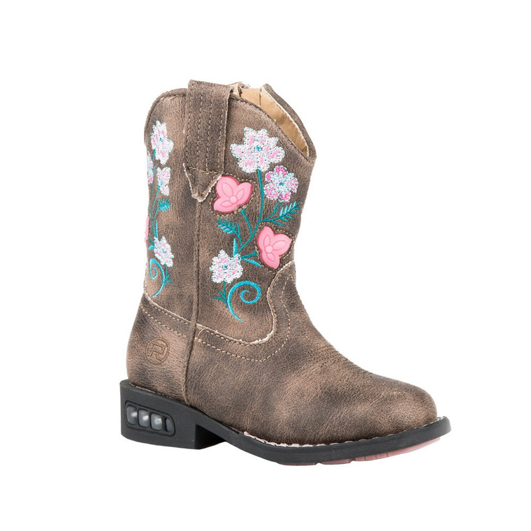 Roper  Toddler Girls Dazzle Floral Lights Round Toe    Boots   Mid Calf 09-017-1203-2761 BR
