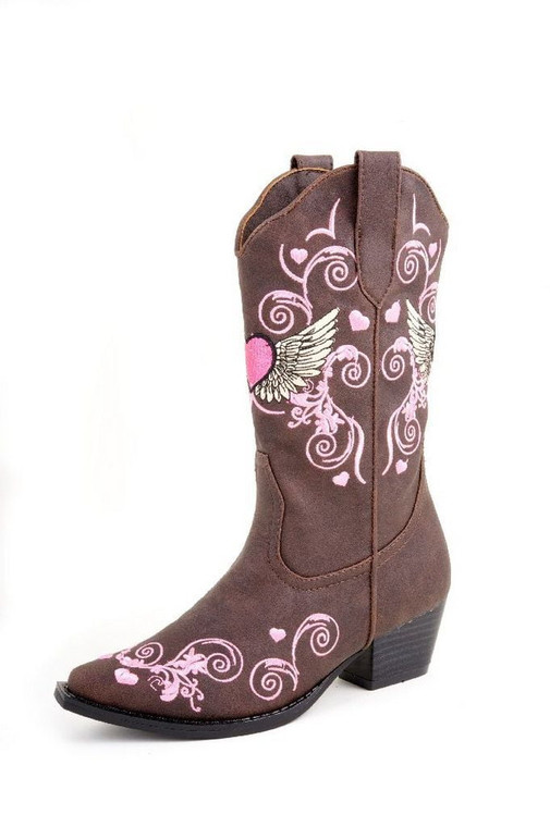 Roper Western Boots Girls Infant Wing Heart Brown 09-017-1556-0456 BR